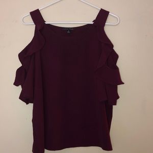 Plum Cold Shoulder 3/4 Sleeve Shirt